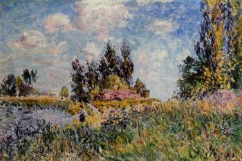 Alfred Sisley : Landscape, The Banks of the Loing at Saint-Mammes